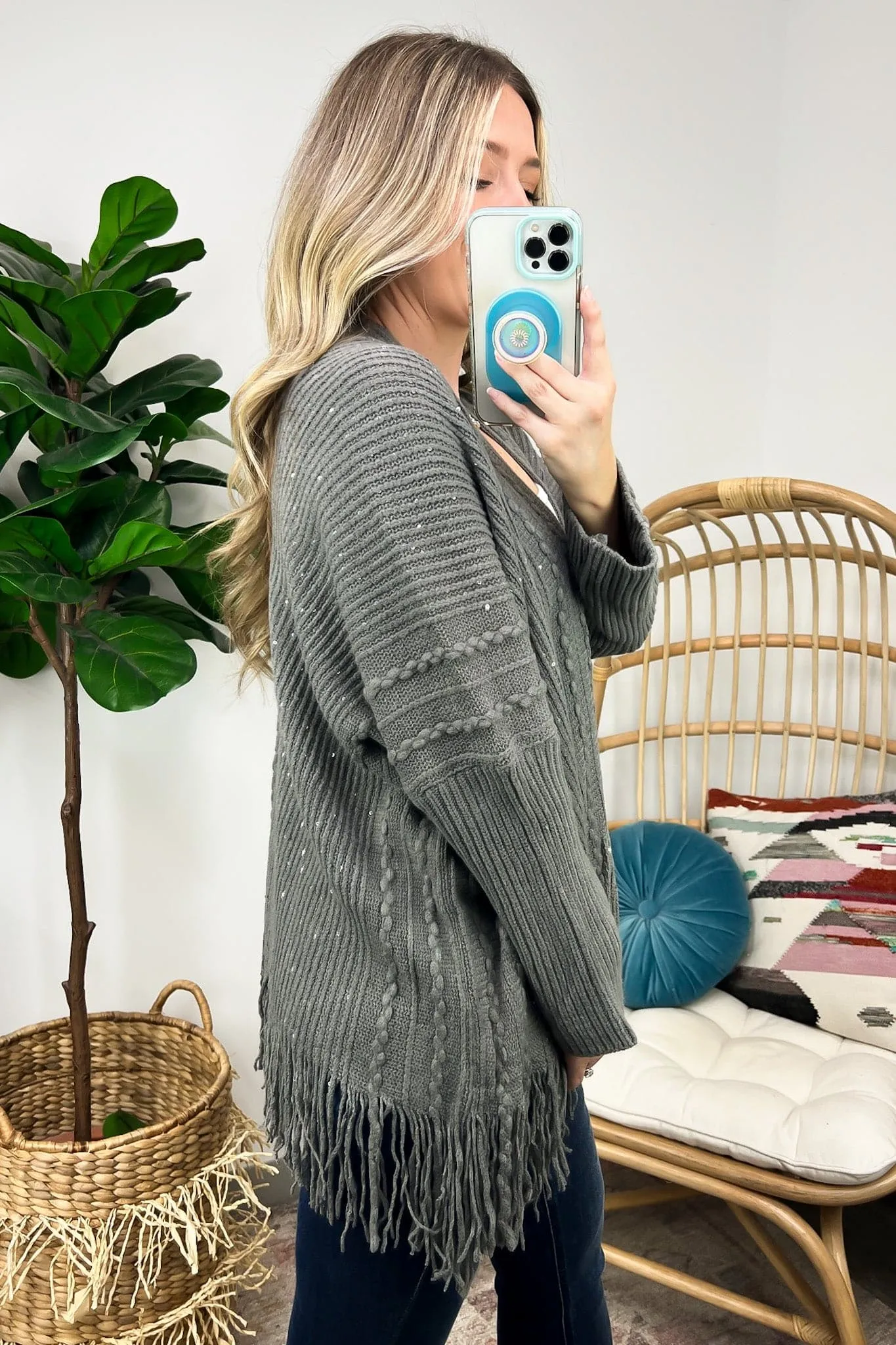 Shelley Textured Knit Fringe Hem Cardigan - FINAL SALE sold by Madison + Mallory product image thumbnail 4