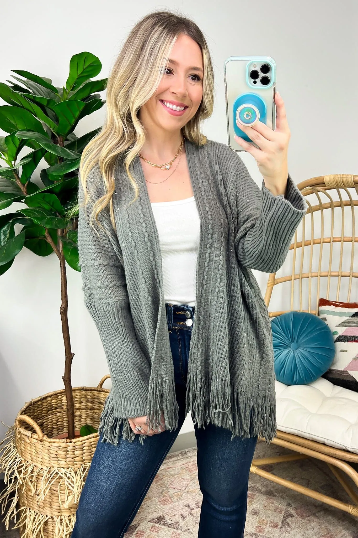 Shelley Textured Knit Fringe Hem Cardigan - FINAL SALE sold by Madison + Mallory