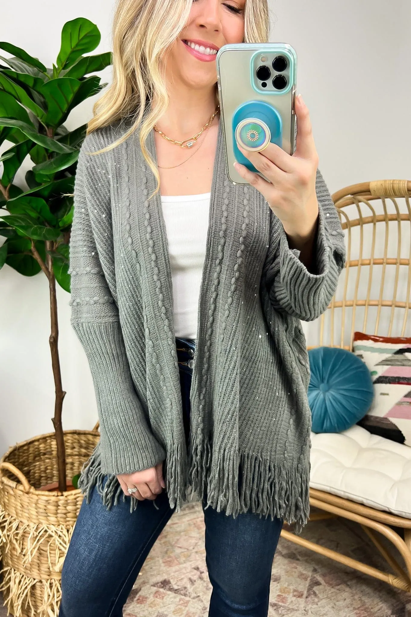 Shelley Textured Knit Fringe Hem Cardigan - FINAL SALE sold by Madison + Mallory product image thumbnail 3