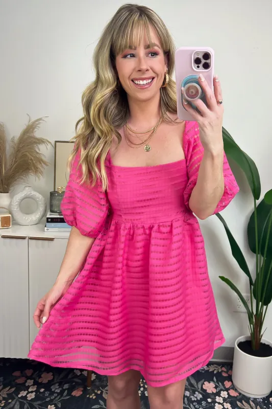 Elegant Nature Puff Sleeve Fit and Flare Dress - FINAL SALE sold by Madison + Mallory