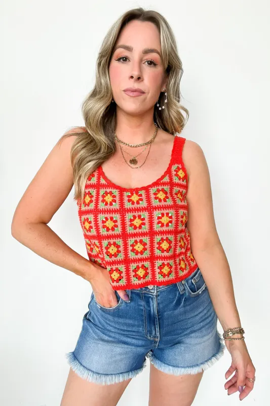 Blissful Strolls Crochet Knit Tank Top sold by Madison + Mallory