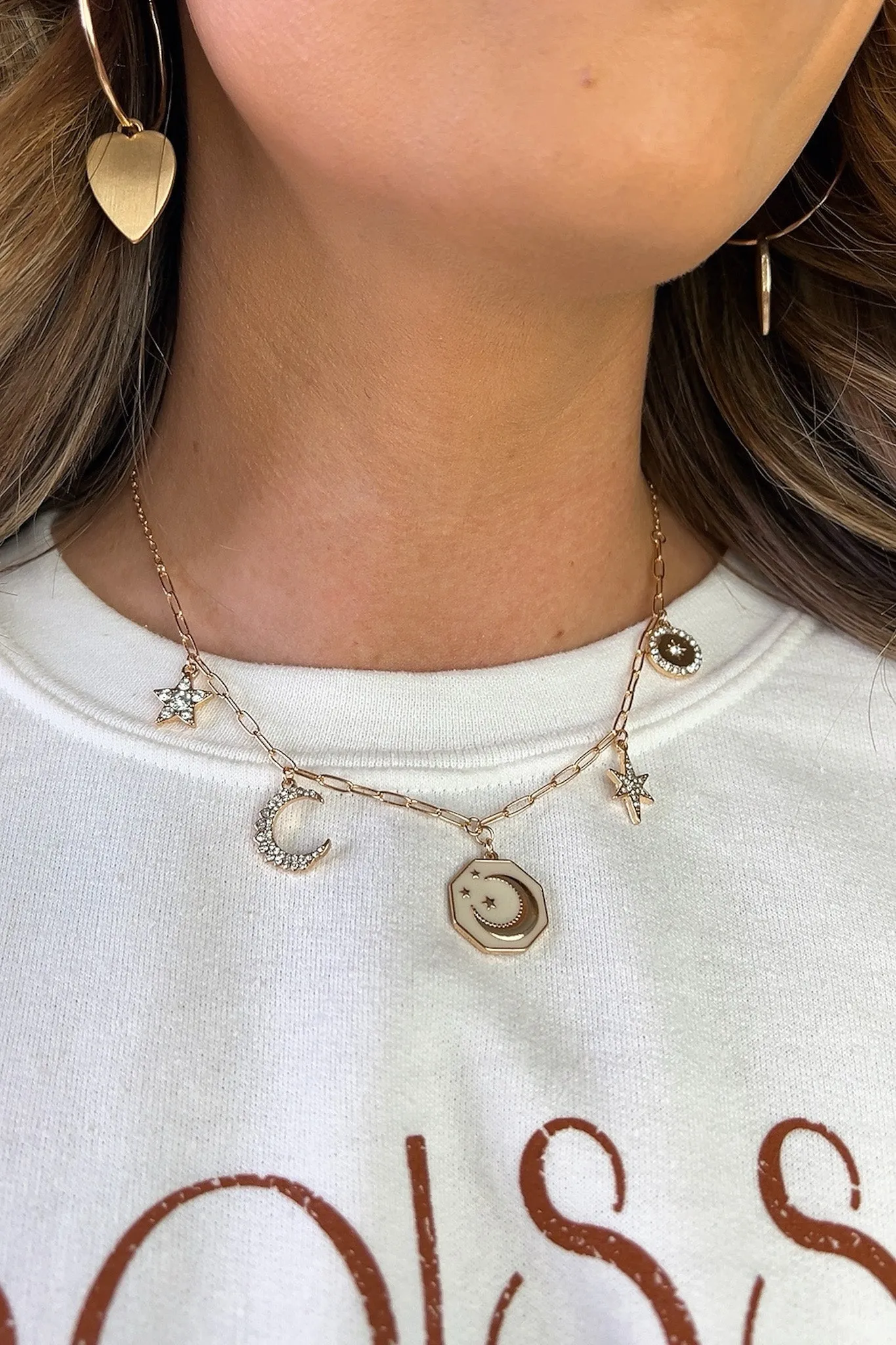 To the Moon and Stars Charm Necklace sold by Madison + Mallory