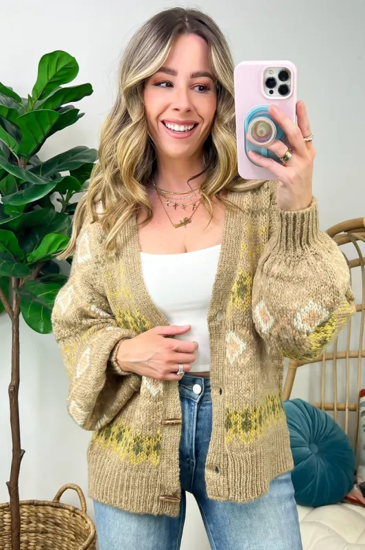 Billie Geo Print Knit Button Cardigan - FINAL SALE sold by Madison + Mallory