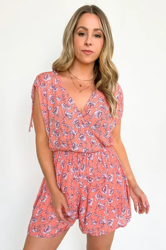 Sunshine Everywhere Floral Print Ruched Romper - FINAL SALE sold by Madison + Mallory