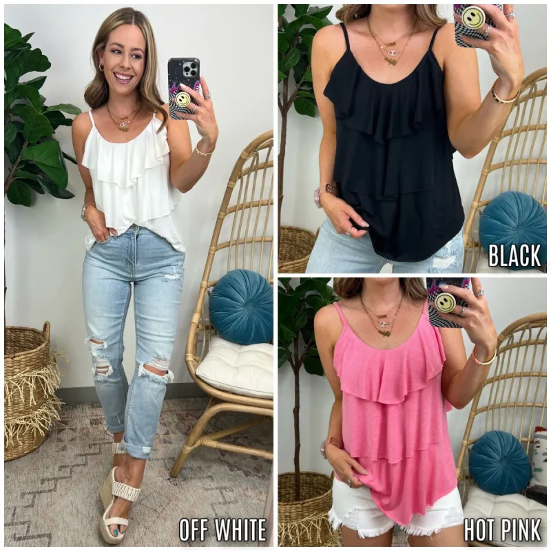 Sunny Strolls Tiered Flowy Tank Top sold by Madison + Mallory