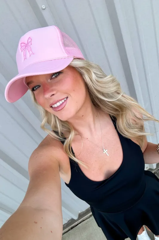 Embroidered Bow Trucker Hat sold by Madison + Mallory