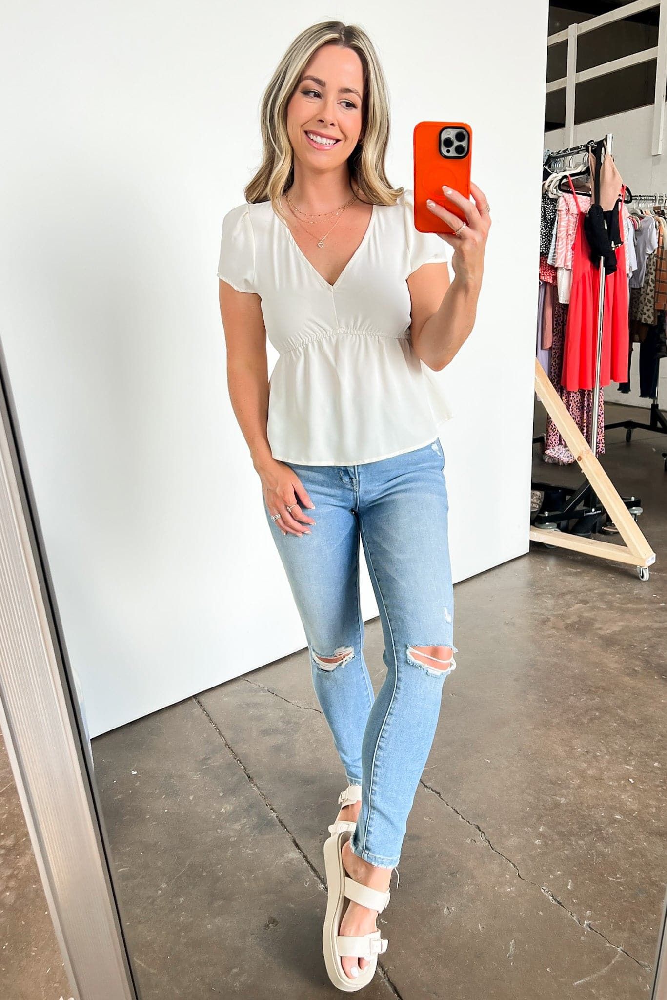 Adelinah V-Neck Babydoll Top - FINAL SALE sold by Madison + Mallory product image thumbnail 3