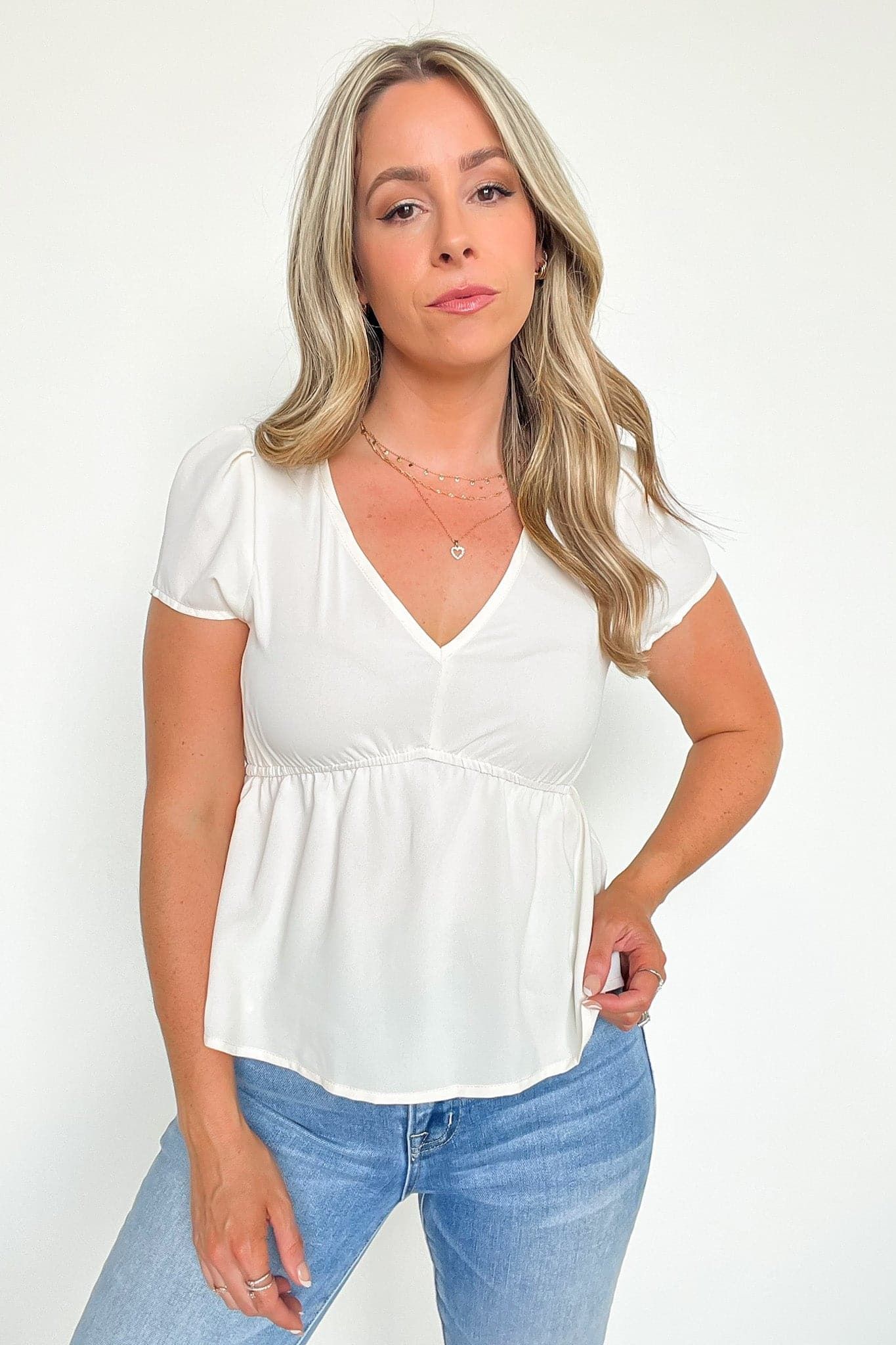 Adelinah V-Neck Babydoll Top - FINAL SALE sold by Madison + Mallory product image thumbnail 2