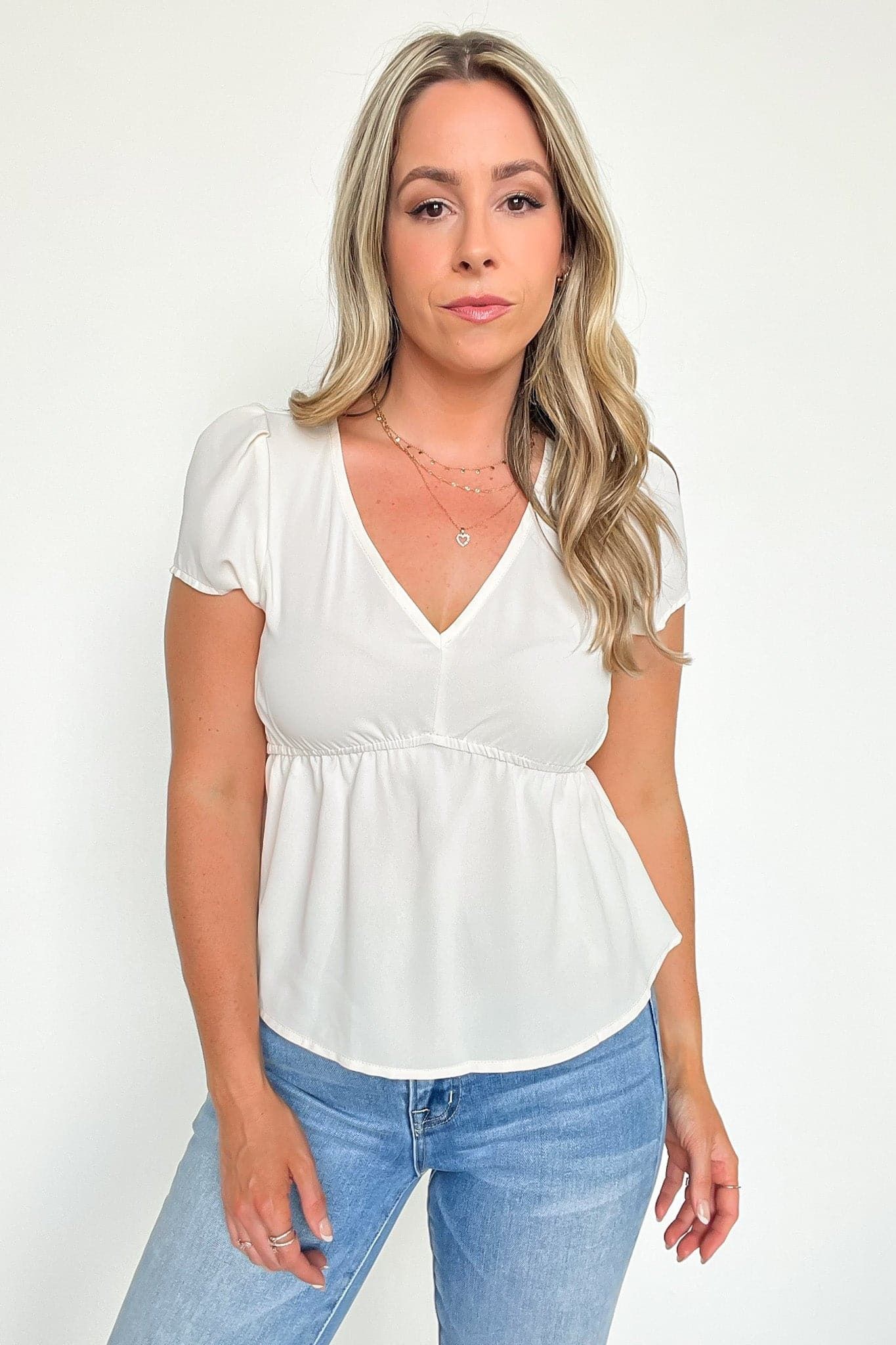 Adelinah V-Neck Babydoll Top - FINAL SALE sold by Madison + Mallory product image thumbnail 5