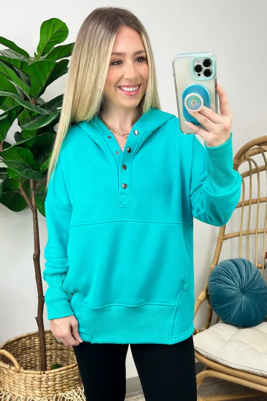 Latte Lover Button Hooded Pullover - FINAL SALE sold by Madison + Mallory