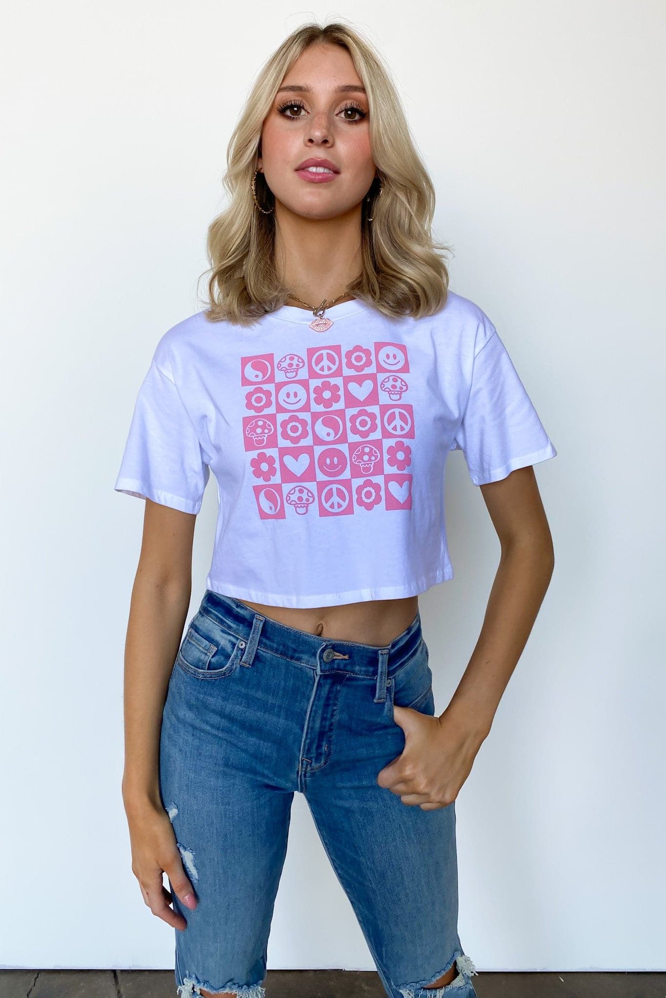 Retro Checkered Print Graphic Crop Top - FINAL SALE sold by Madison + Mallory product image thumbnail 3