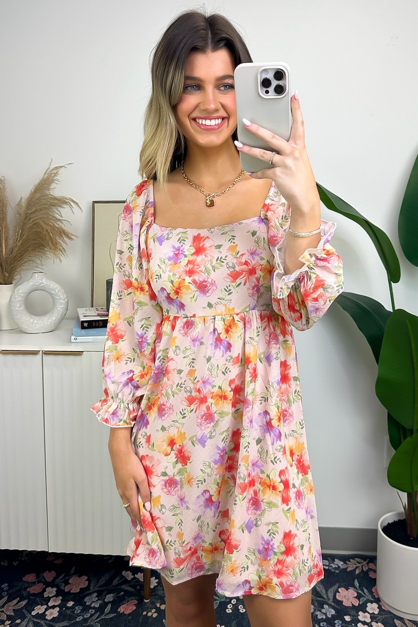 Polished Excellence Square Neck Floral Dress sold by Madison + Mallory