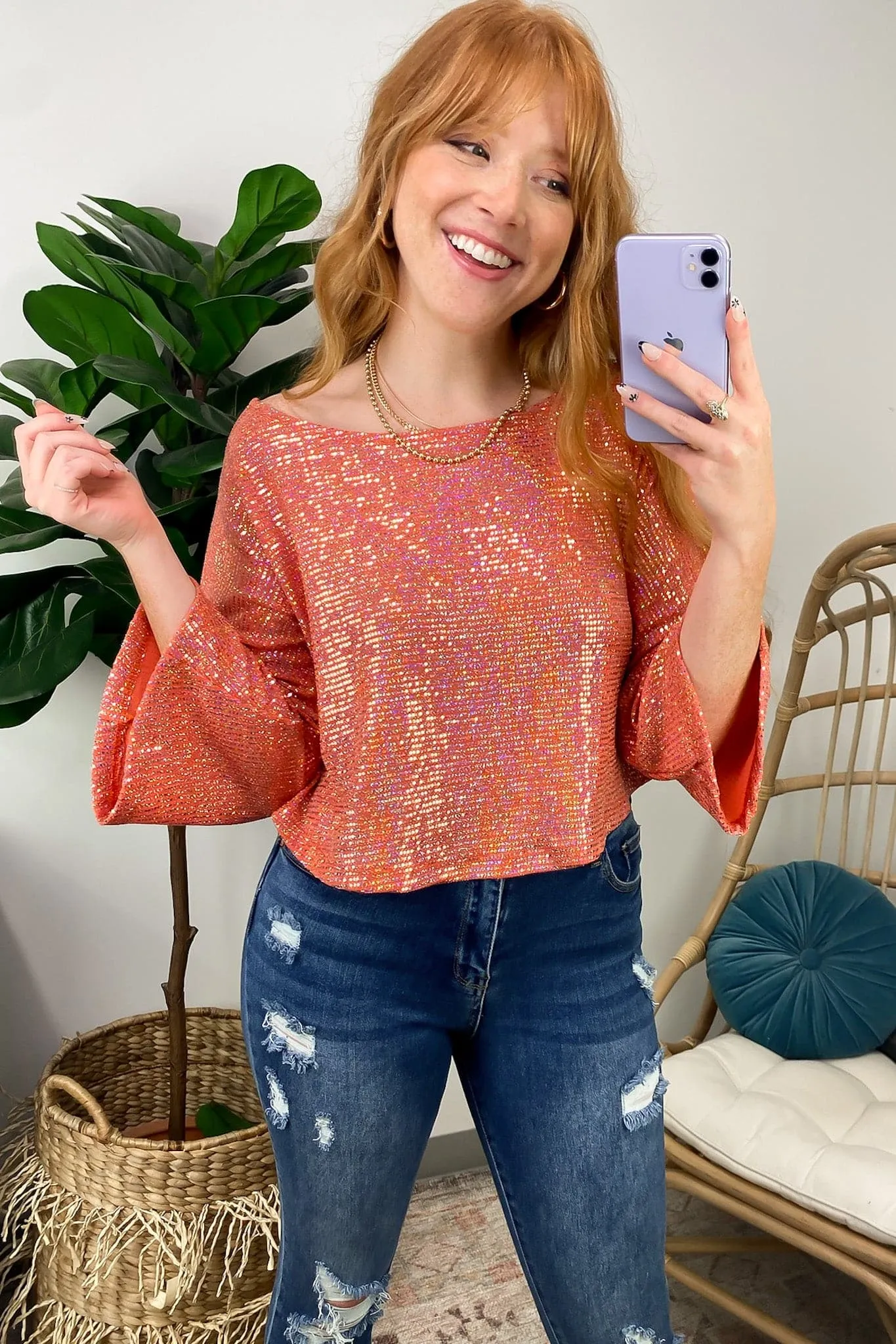 Signature Sparkle Flowy Sequin Top - FINAL SALE sold by Madison + Mallory product image thumbnail 2