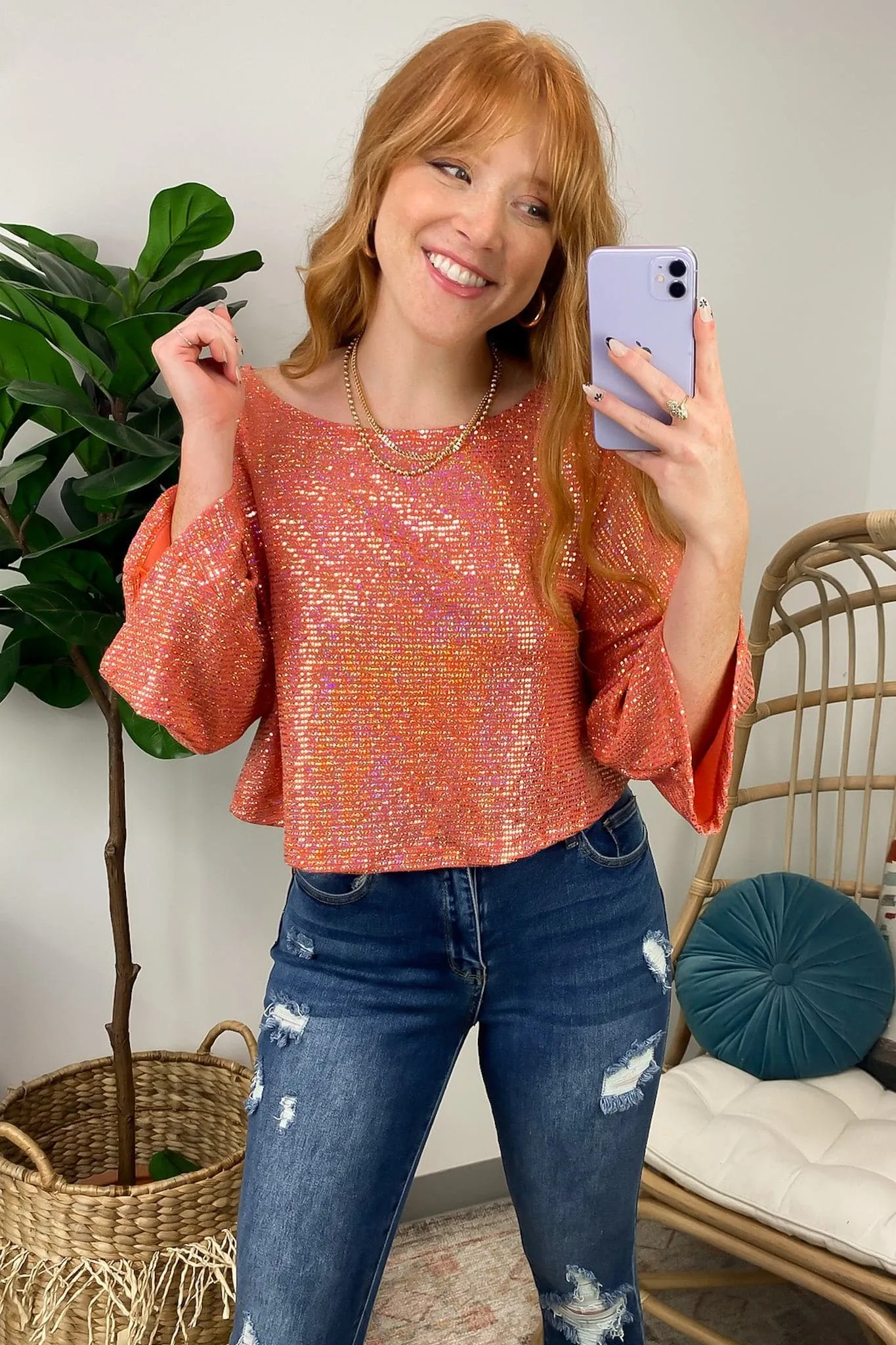 Signature Sparkle Flowy Sequin Top - FINAL SALE sold by Madison + Mallory product image thumbnail 4