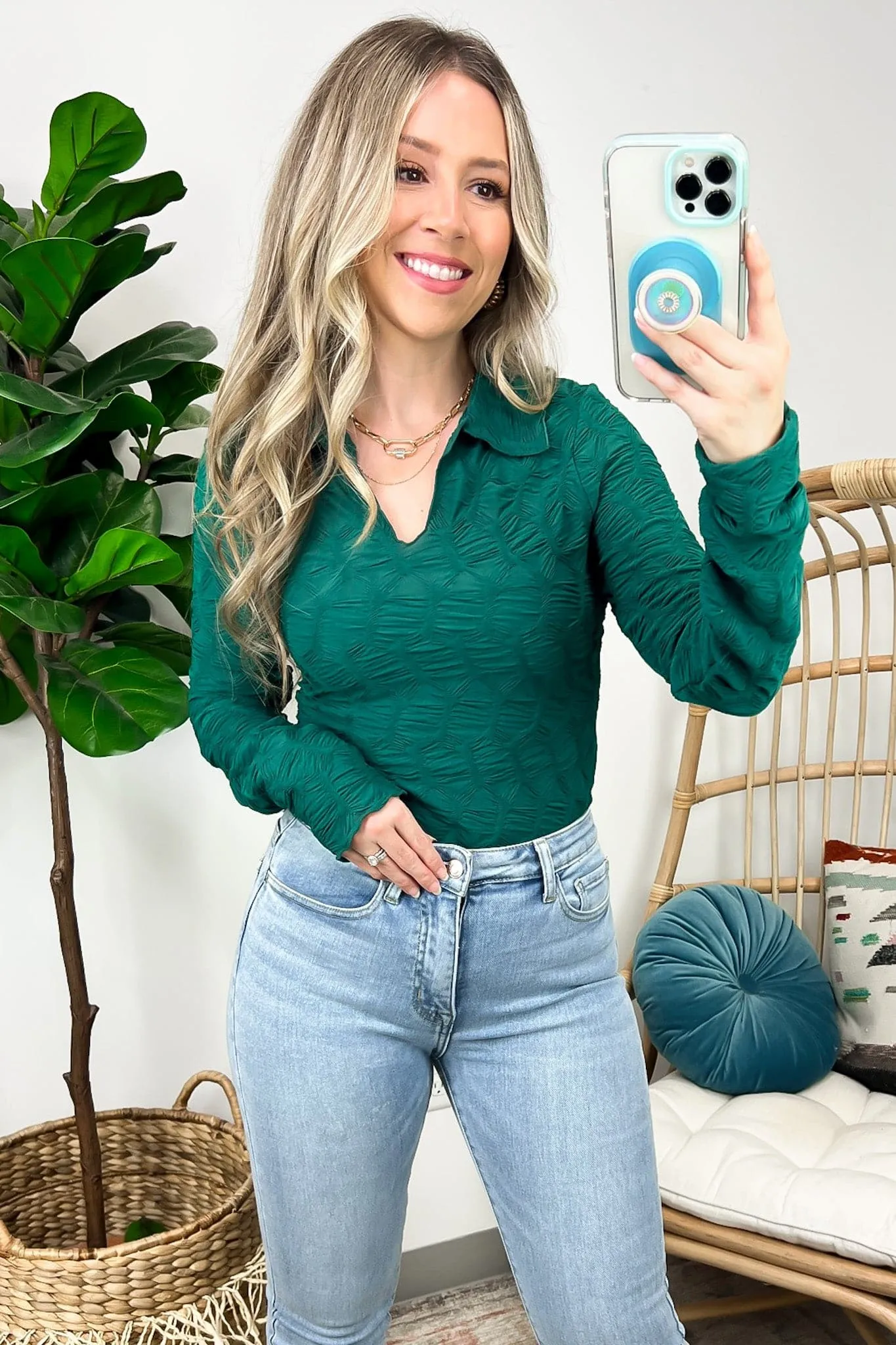 Chic Validation Textured Collared Top - FINAL SALE sold by Madison + Mallory product image thumbnail 2