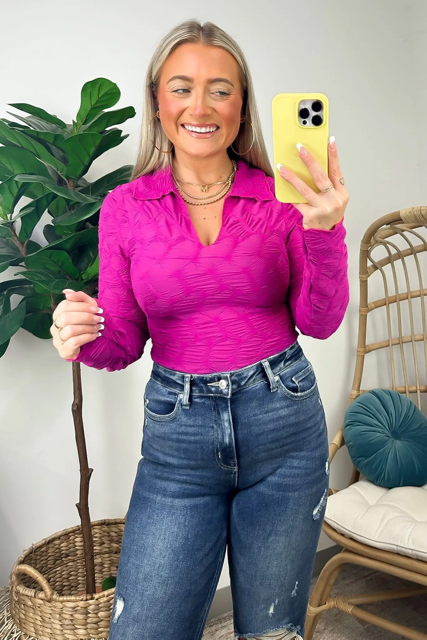 Chic Validation Textured Collared Top - FINAL SALE sold by Madison + Mallory