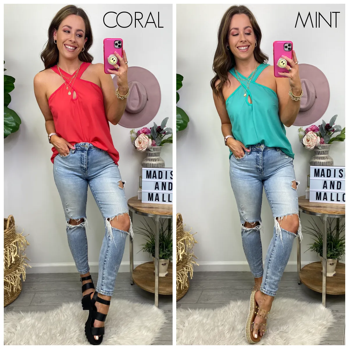 Karty Cross Strap Halter Top sold by Madison + Mallory