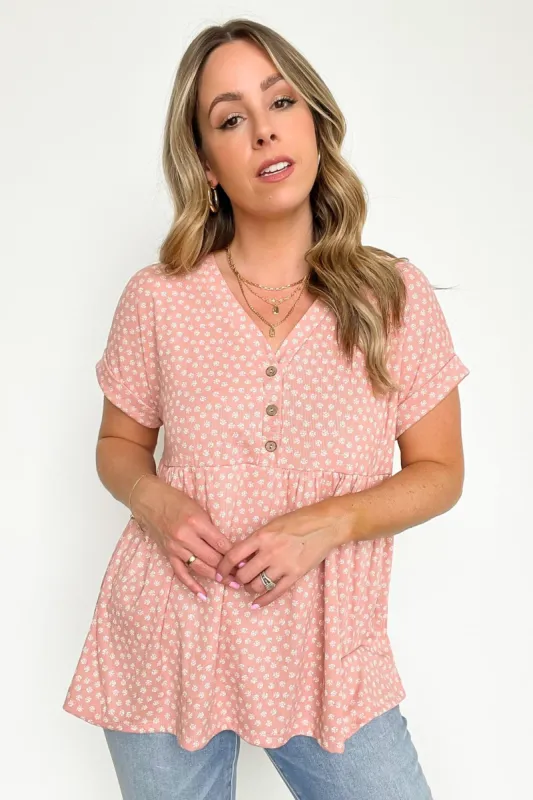 Kamrynn Floral Print Button Peplum Top - FINAL SALE sold by Madison + Mallory