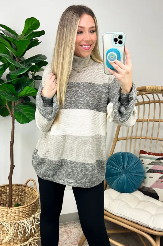 Stylish Suggestion Color Block Balloon Sleeve Sweater - FINAL SALE sold by Madison + Mallory