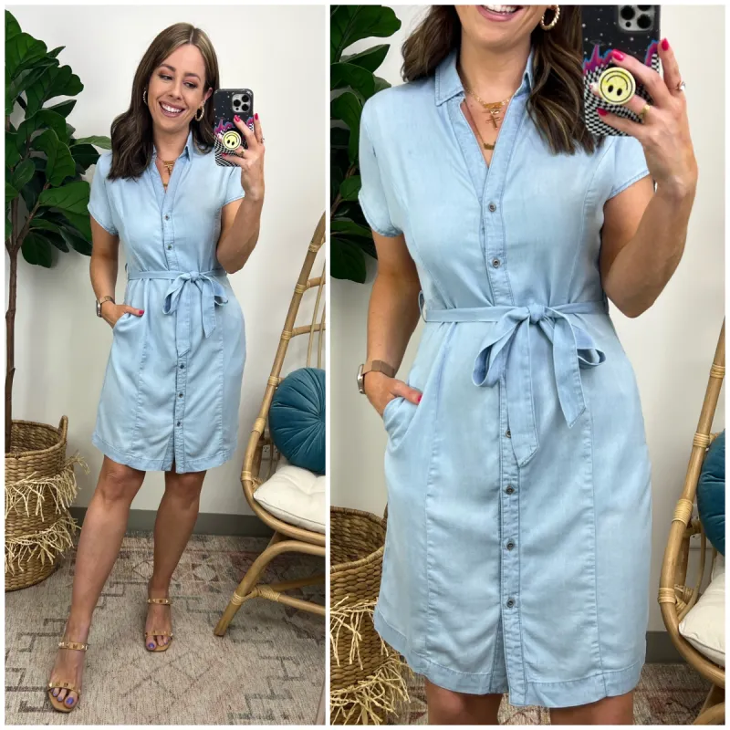 Arrival Time Button Down Dress sold by Madison + Mallory