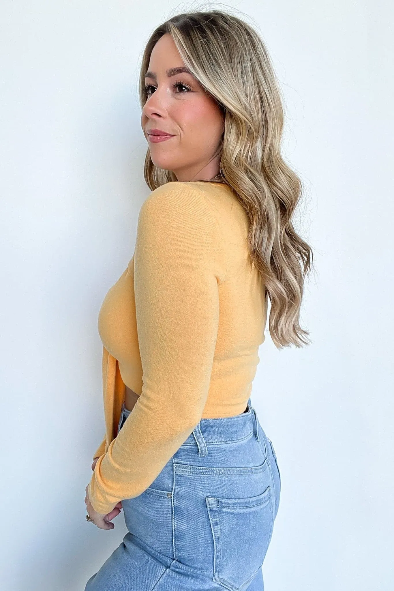 Alize Long Sleeve Tie Front Cropped Top - FINAL SALE sold by Madison + Mallory product image thumbnail 4