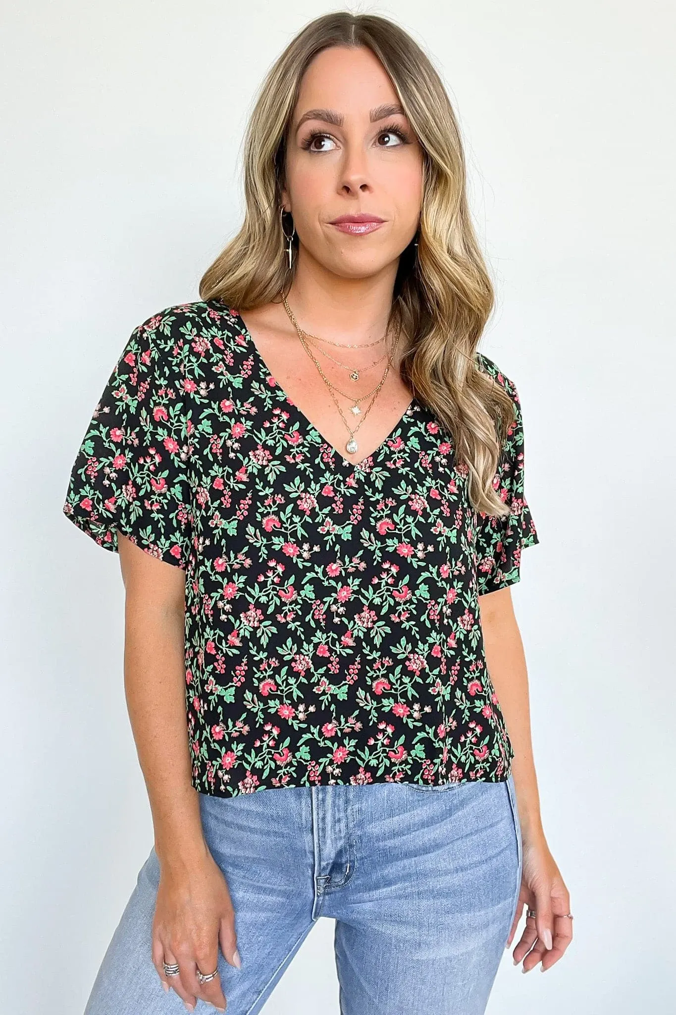 Graylynn V-Neck Floral Print Top - FINAL SALE sold by Madison + Mallory product image thumbnail 3