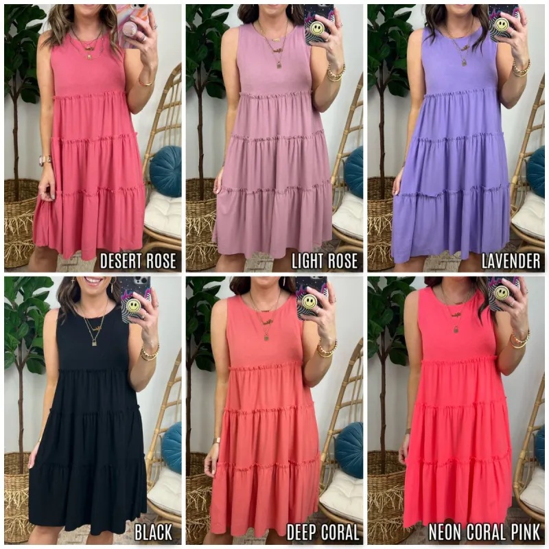 Lyndi Tiered Sleeveless Dress sold by Madison + Mallory