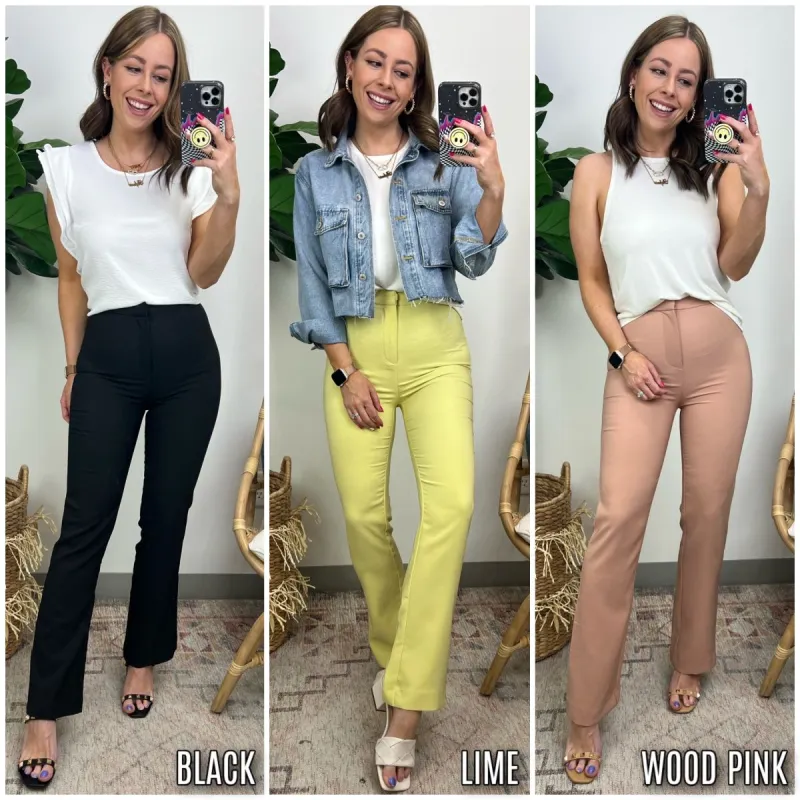 Done Deal Solid Flare Leg Pants sold by Madison + Mallory