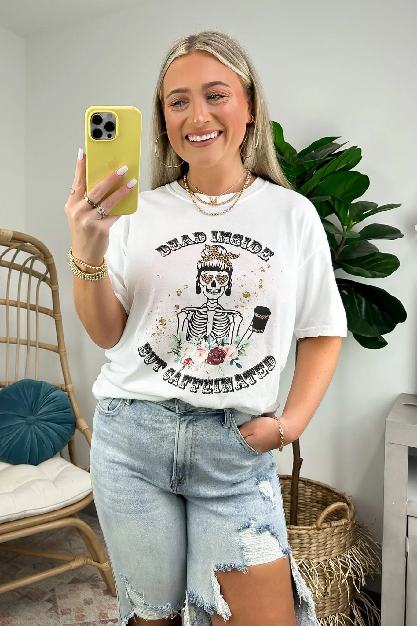 Dead Inside But Caffeinated Oversized Graphic Tee - FINAL SALE sold by Madison + Mallory product image thumbnail 4