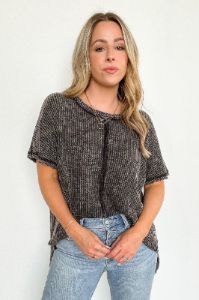 Louanna Short Sleeve Relaxed Waffle Knit Top - BACK IN STOCK sold by Madison + Mallory