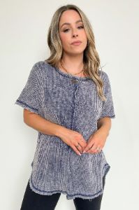 Louanna Short Sleeve Relaxed Waffle Knit Top - BACK IN STOCK sold by Madison + Mallory