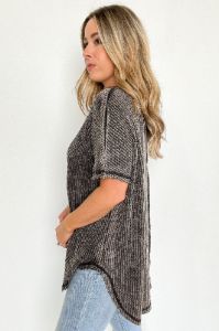 Louanna Short Sleeve Relaxed Waffle Knit Top - BACK IN STOCK sold by Madison + Mallory