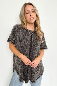 Louanna Short Sleeve Relaxed Waffle Knit Top - BACK IN STOCK sold by Madison + Mallory