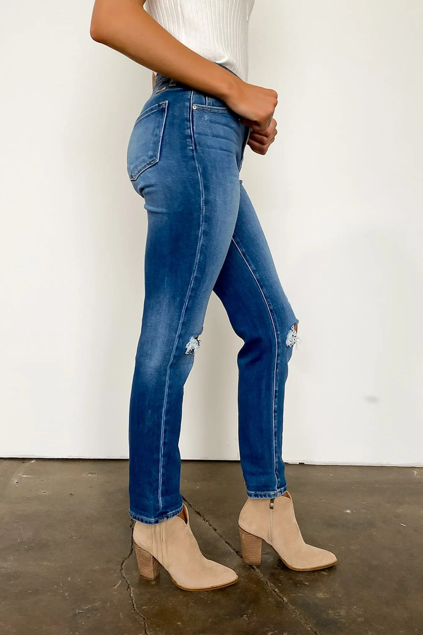 Steffen High Rise Distressed Straight Leg Jeans - FINAL SALE sold by Madison + Mallory product image thumbnail 3