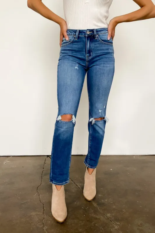 Steffen High Rise Distressed Straight Leg Jeans - FINAL SALE sold by Madison + Mallory