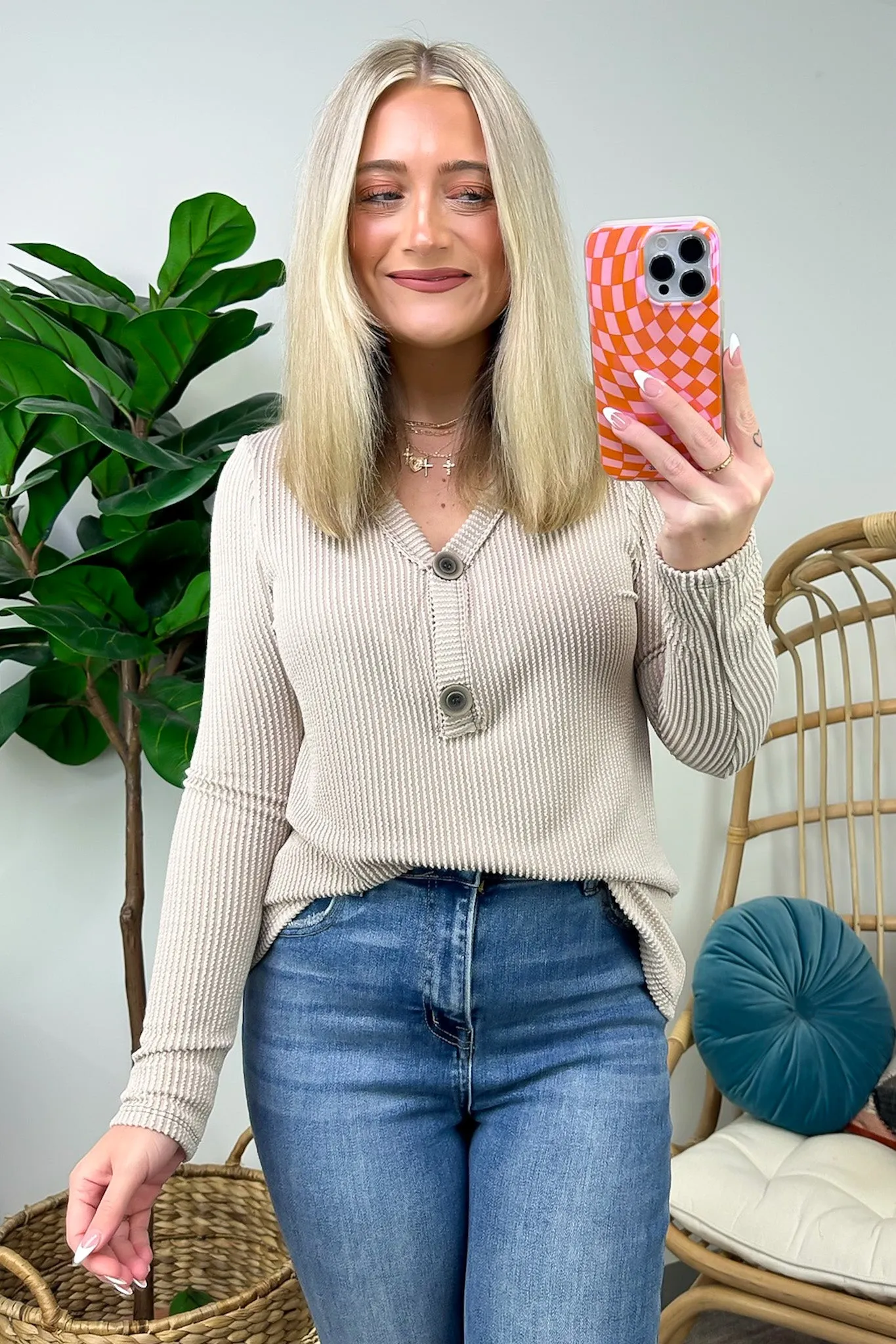 Fall Into Me Ribbed Henley Button Top - FINAL SALE sold by Madison + Mallory product image thumbnail 3