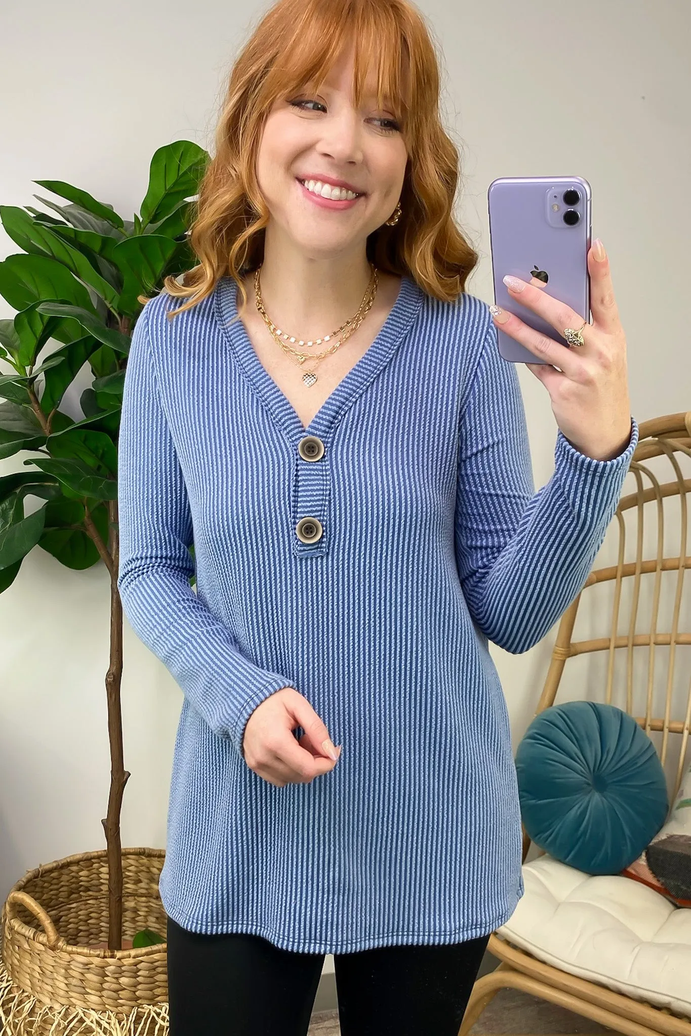 Fall Into Me Ribbed Henley Button Top - FINAL SALE sold by Madison + Mallory product image thumbnail 4