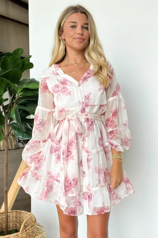Perfect Concept Long Sleeve Floral Button Up Dress - FINAL SALE sold by Madison + Mallory