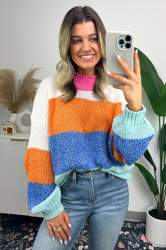 Bizzy Color Block Mock Neck Sweater - FINAL SALE sold by Madison + Mallory