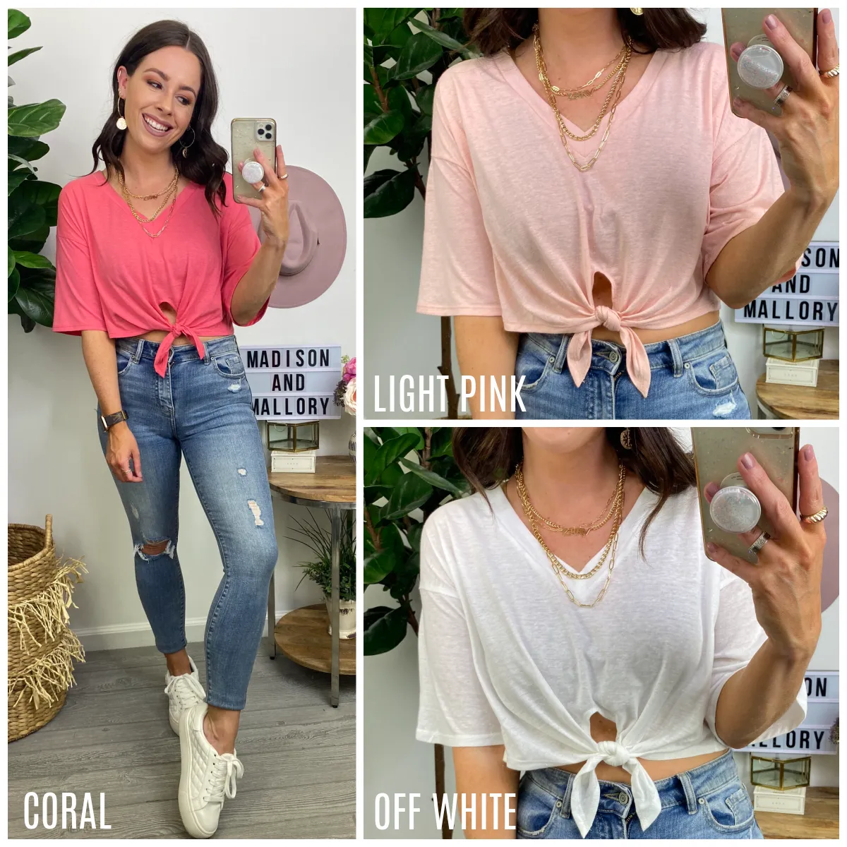 Tie it With Me V-Neck Top - FINAL SALE sold by Madison + Mallory