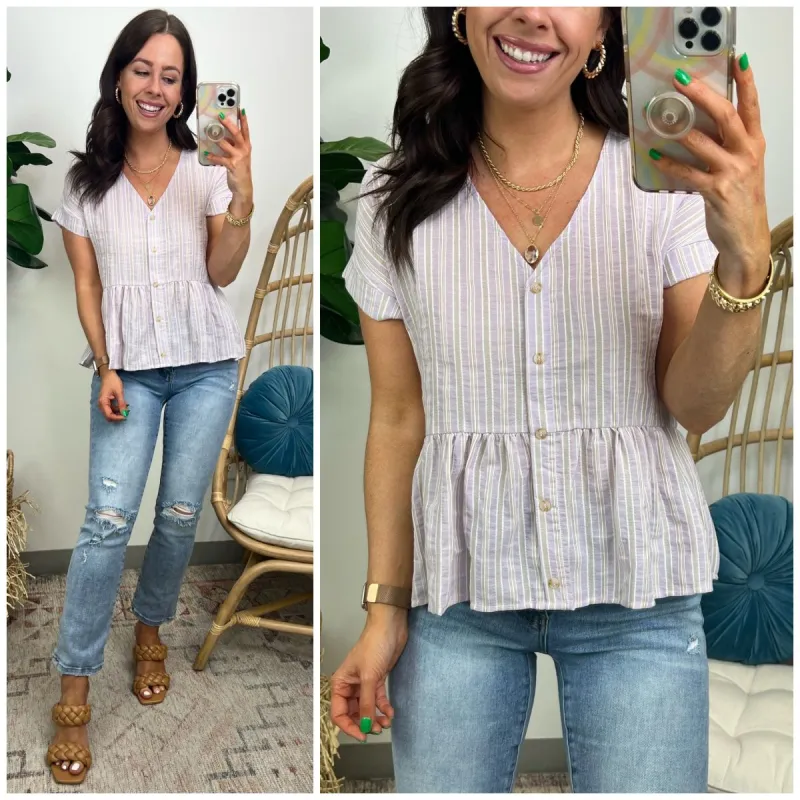 Rilie Striped Peplum Hem Top - FINAL SALE sold by Madison + Mallory