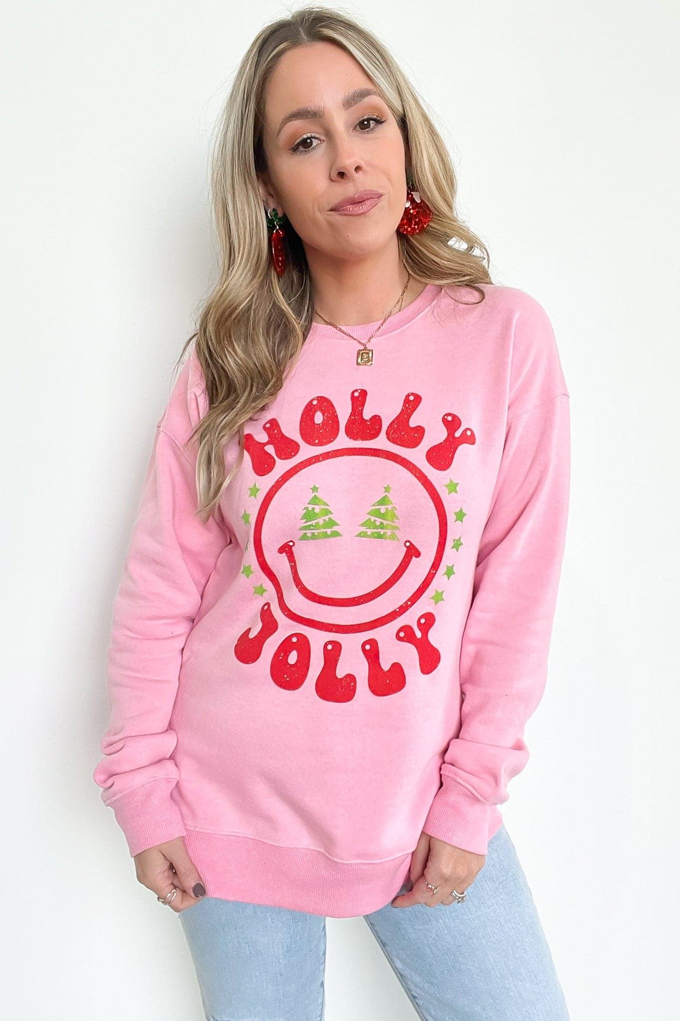 Holly Jolly Smile Oversized Graphic Sweatshirt sold by Madison + Mallory product image thumbnail 2