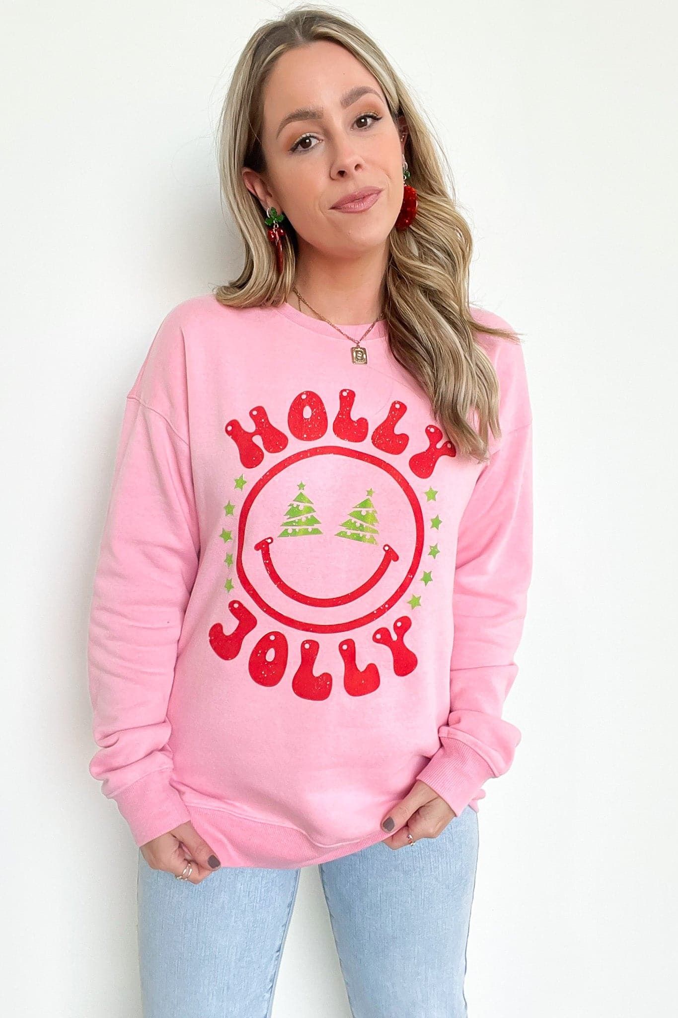 Holly Jolly Smile Oversized Graphic Sweatshirt sold by Madison + Mallory product image thumbnail 6