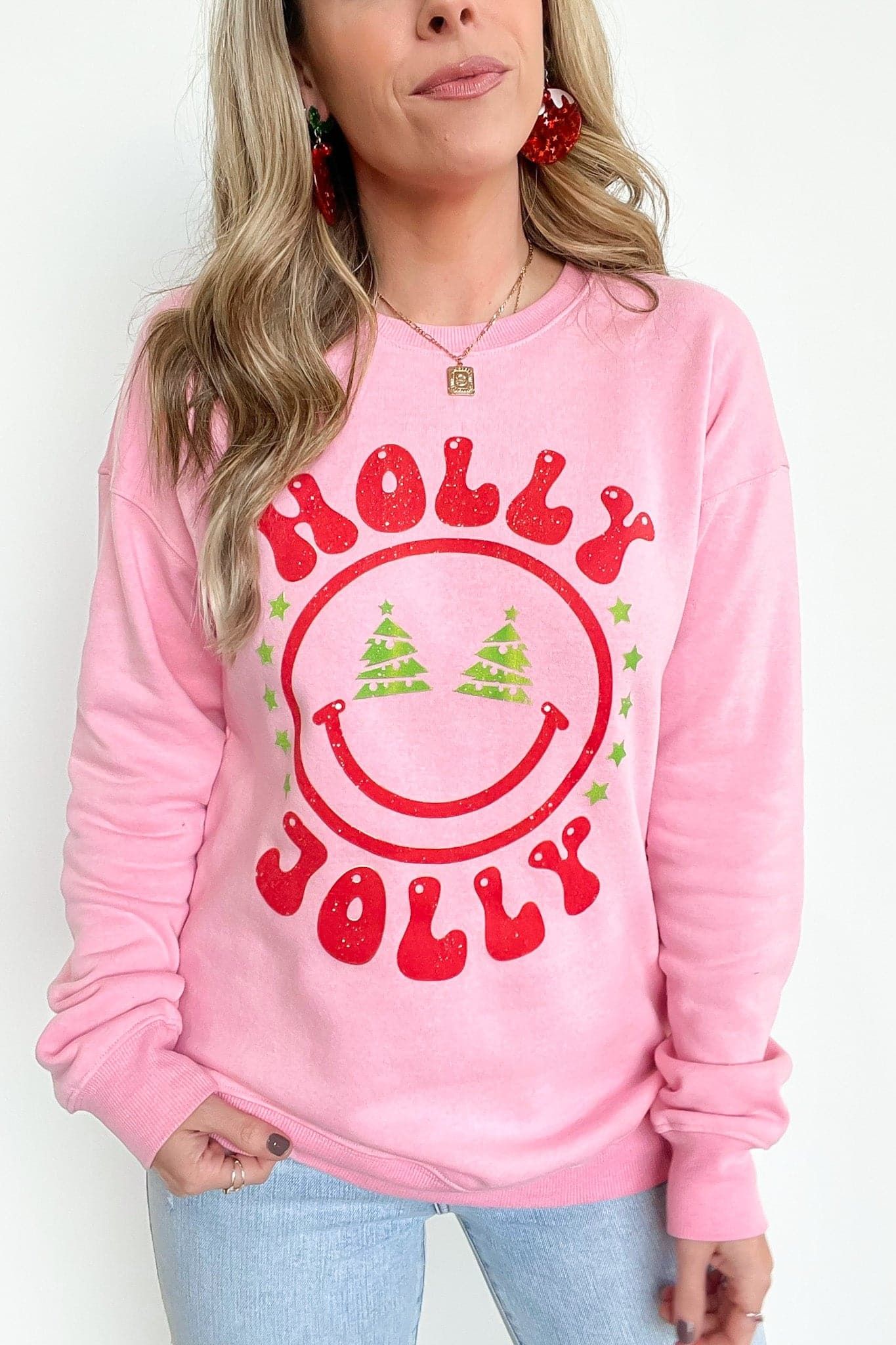 Holly Jolly Smile Oversized Graphic Sweatshirt sold by Madison + Mallory product image thumbnail 4