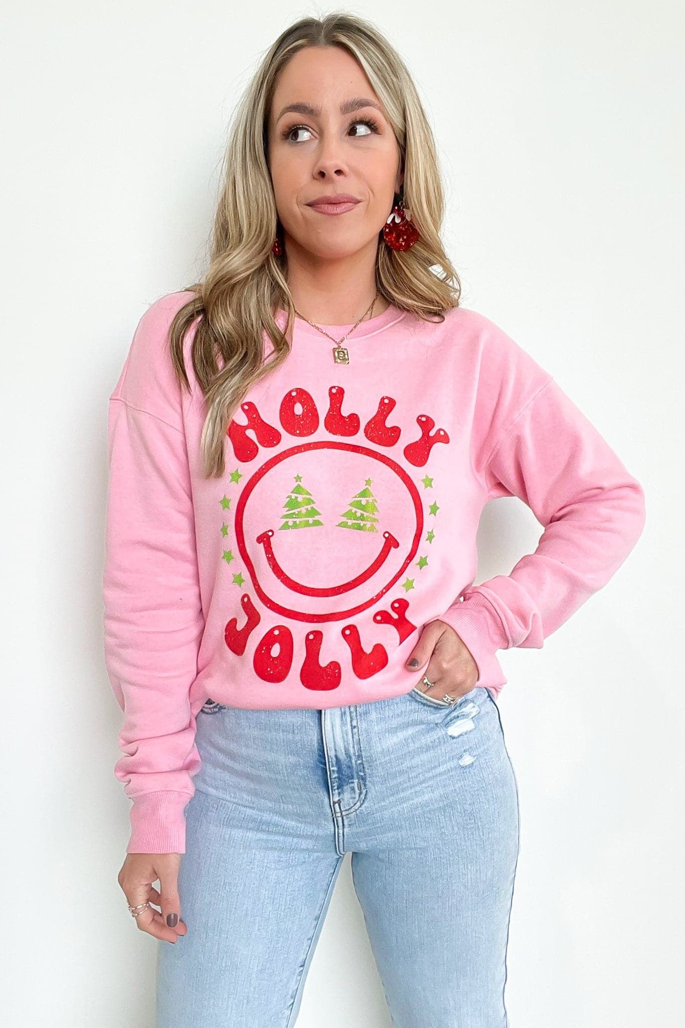 Holly Jolly Smile Oversized Graphic Sweatshirt sold by Madison + Mallory product image thumbnail 3