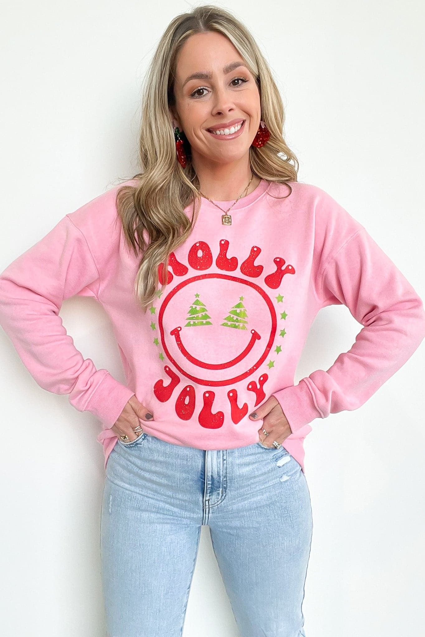 Holly Jolly Smile Oversized Graphic Sweatshirt sold by Madison + Mallory product image thumbnail 7