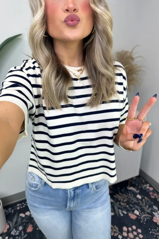 Mennella Striped Short Sleeve Top sold by Madison + Mallory
