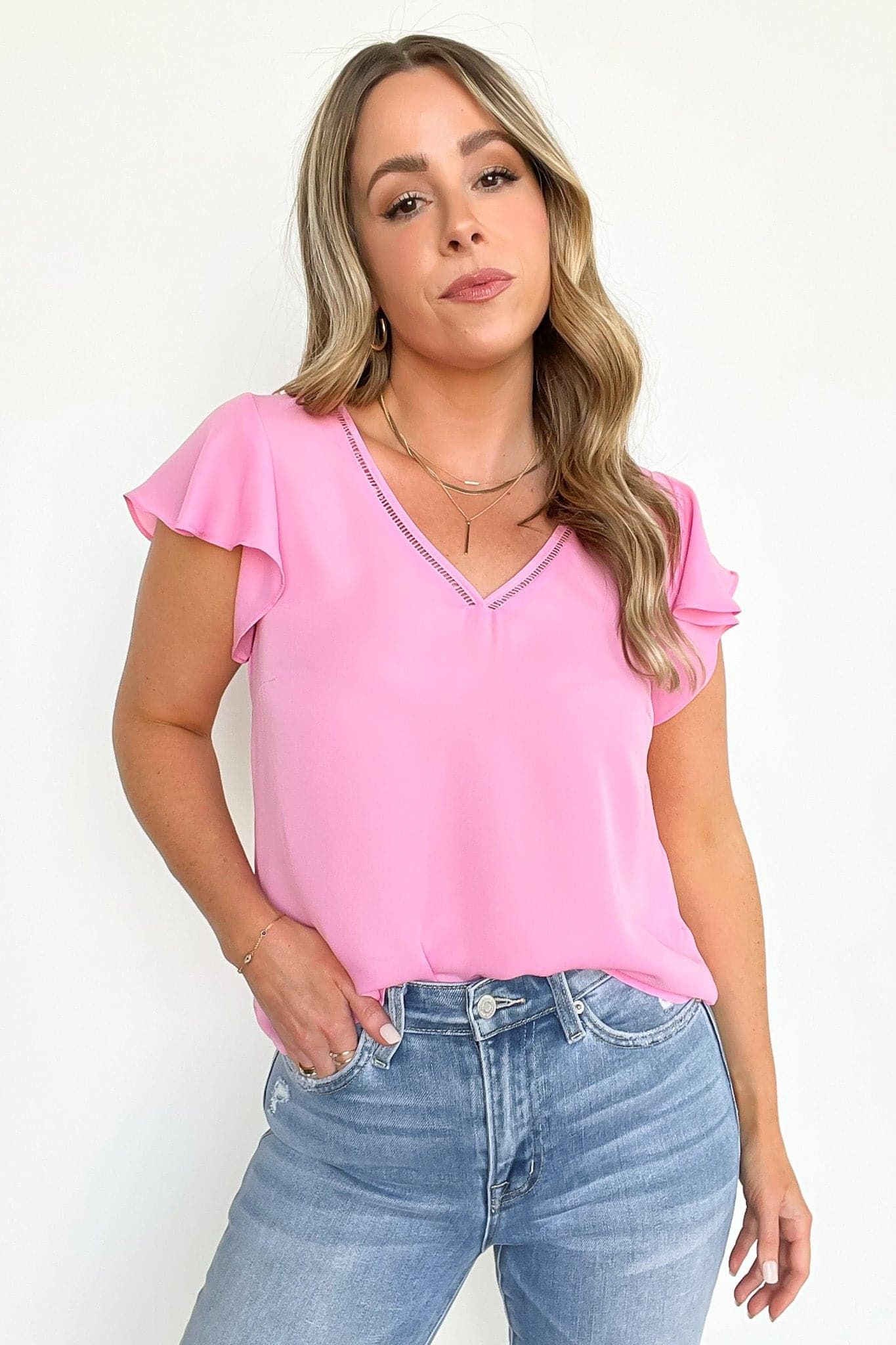 Mckynley V-Neck Ruffle Sleeve Top - FINAL SALE sold by Madison + Mallory product image thumbnail 4