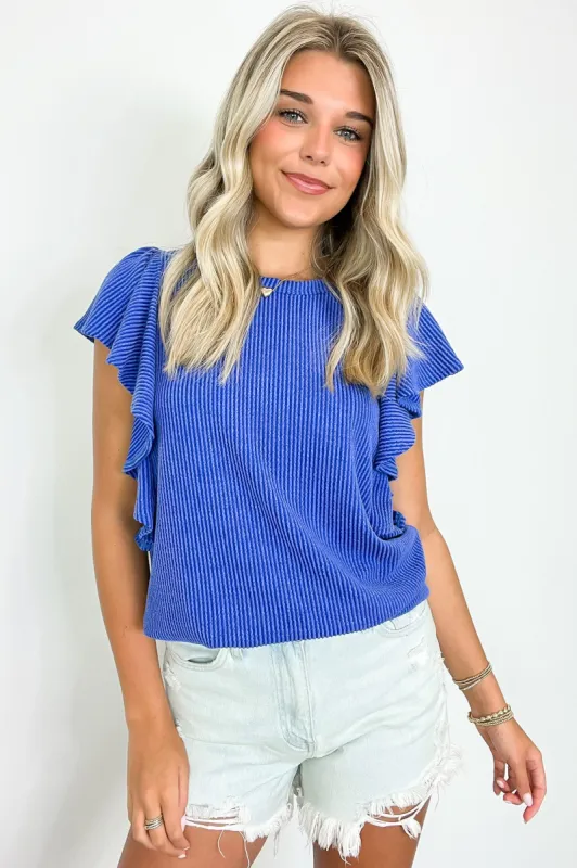 Kameryn Ribbed Knit Ruffle Sleeve Top - BACK IN STOCK sold by Madison + Mallory