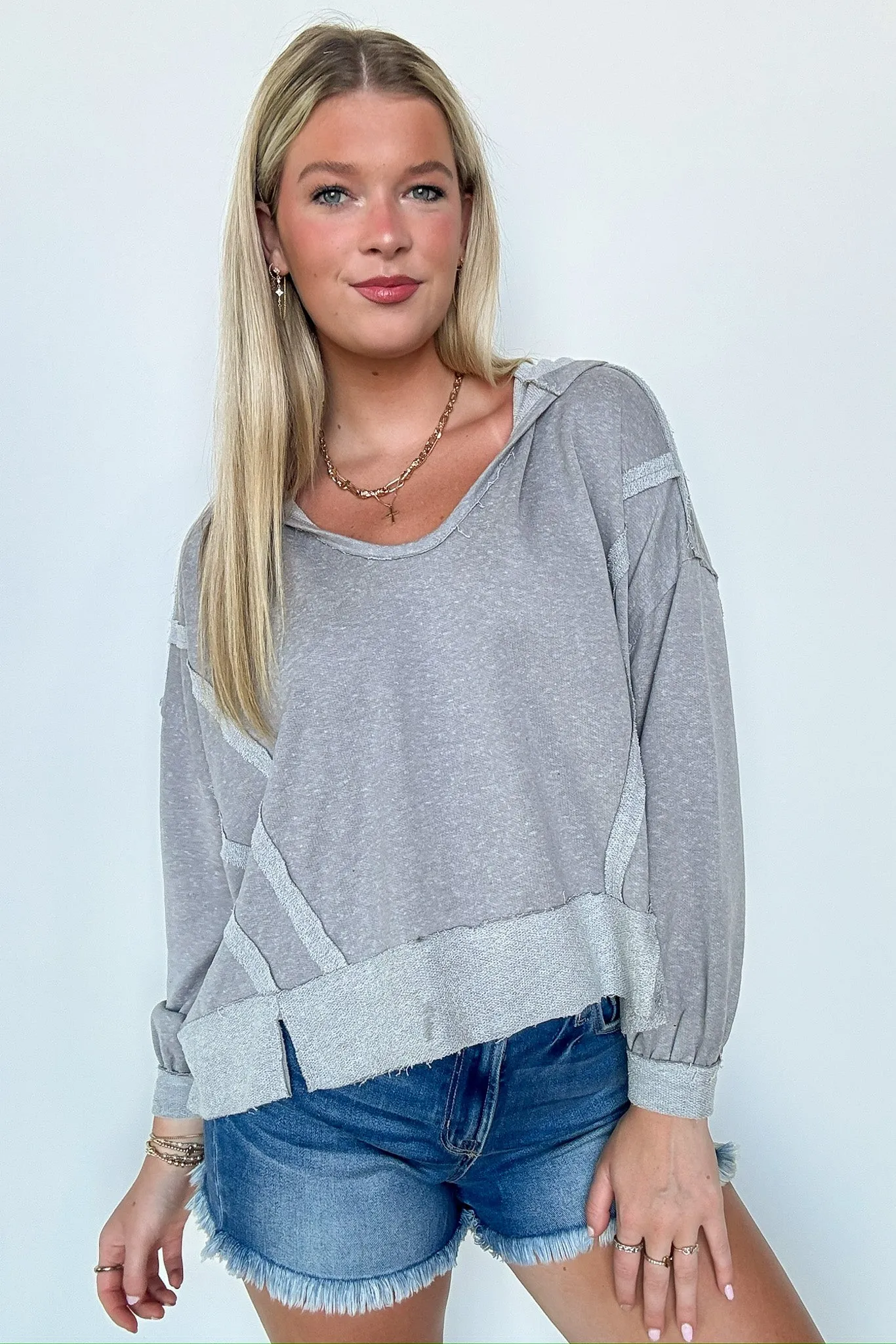 Marleigh Contrast Trim Relaxed Hooded Pullover - BACK IN STOCK sold by Madison + Mallory product image thumbnail 2